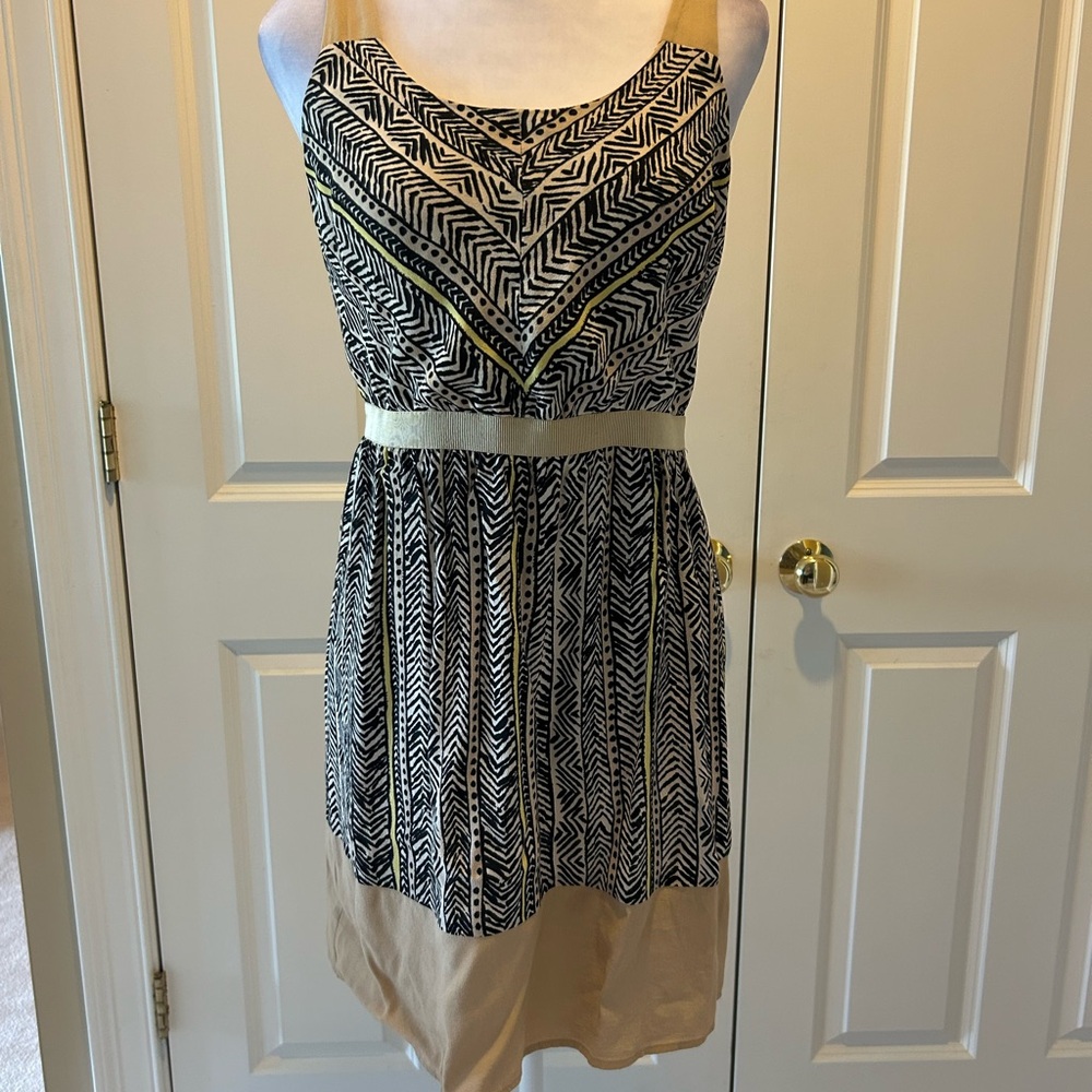 Stylish Black and Cream Patterned Dress